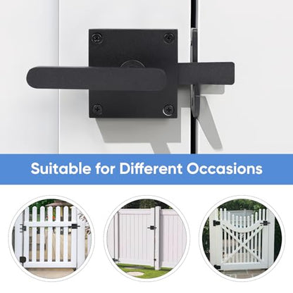 Gate Latch, BARNSMITH Heavy Duty Double Side Gate Latches, Matte Black Fence Latch, Garden Door Latch, Pool Gate Latch - size: GT01-L