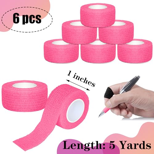 6 Pack Pink Self Adhesive Bandage Wrap 1 Inches x 5 Yards - color: Pink, size: 1 Inch