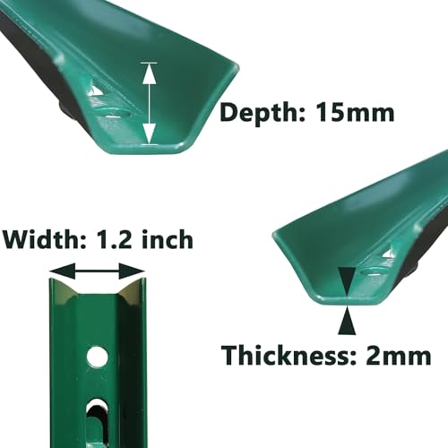 ARIFARO Fence Posts 3 Feet, 16-Pack, Heavy Duty U Post, Metal Fence Post - color: Green 16 PCS, size: 3 FT