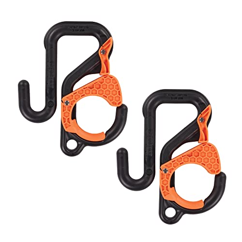Ergodyne Squids 3178 Locking Aerial Bucket Hooks with Tethering Point, Fits 2" Lip, Attach Tool Bags or Aprons to Buckets - size: 2in (5.1cm)
