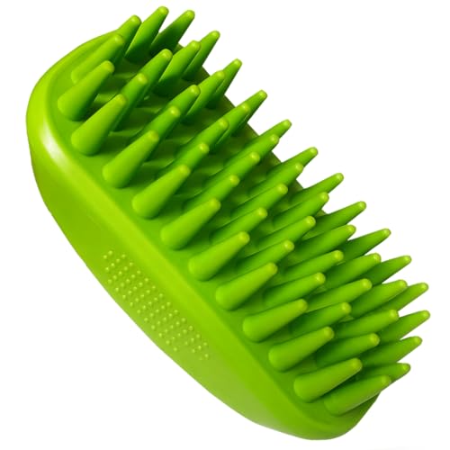 Rubber Curry Brush for Short Haired Dogs, Gentle Curry Comb - color: Olive
