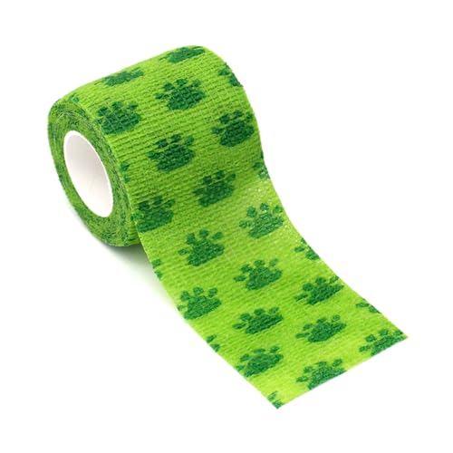 Self Adhesive Bandage Wrap Animal Cohesive Bandage Self Adherent Wrap First Aid Tape for Dogs Cats Horses Birds & Wrist Healing Ankle Sprain - color: 2 Inch Gourd Footprints 6 Rolls