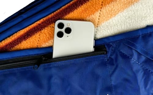 DOWN UNDER OUTDOORS Waterproof 350 GSM Fleece or Sherpa Stadium Blanket - color: Aztec