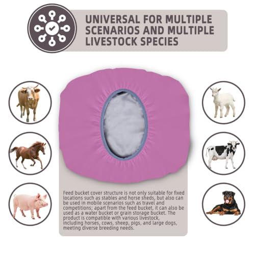 2-5 Gallon Horse Bucket Cover, Waterproof Horse Feed Bucket Cover, Lightweight and Easy to Use (Excluding Bucket, Magenta) - color: Magenta