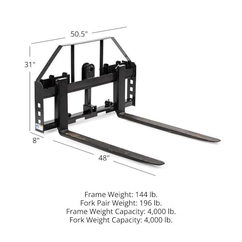 Titan Attachments Standard Series Skid Steer Pallet Fork Frame, 48 in - style: 48" Forks