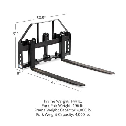 Titan Attachments Standard Series Skid Steer Pallet Fork Frame, 48 in - style: 48" Forks