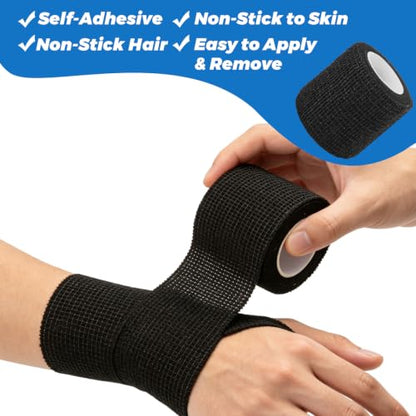 60 Pack Self Adhesive Bandage Wrap 2 Inch X 5 Yard – Black