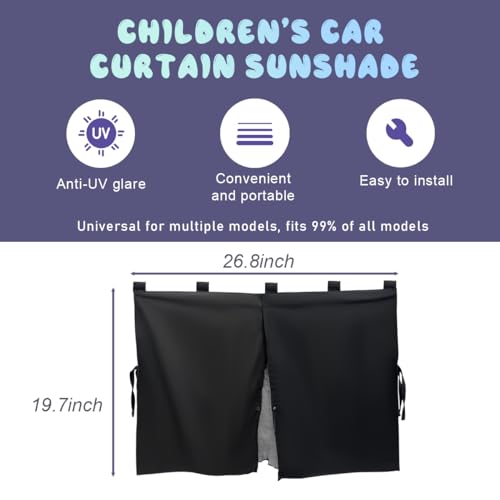Ohleats 1 Pack Car Window Shade, Strong Magnetic Double Layer Side Window Curtain for Heat/UV Protection, Universal Vehicle Sunshades Window Cover for Baby & Kids (Black)