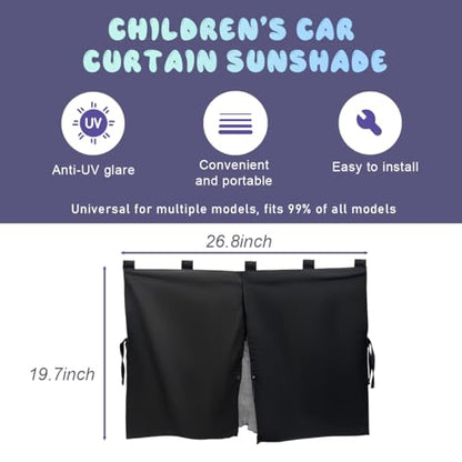 Ohleats 1 Pack Car Window Shade, Strong Magnetic Double Layer Side Window Curtain for Heat/UV Protection, Universal Vehicle Sunshades Window Cover for Baby & Kids (Black)