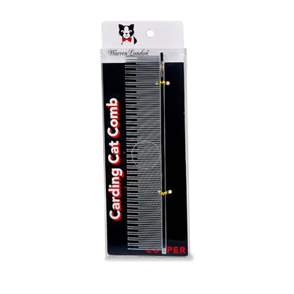 Warren London Carding Cat Comb | 7.5 inches made with Copper | Rounded Tips Prevent Irritation | Dual Tooth Design for Short & Long Hair removes Mats and Tangles - style: Carding Cat Comb