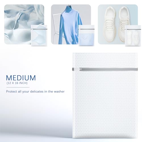 3Pcs Honeycomb Mesh Laundry Bags for Delicates, 12 x 16 inches Lingerie Bags for Washing Delicates(3 Medium)