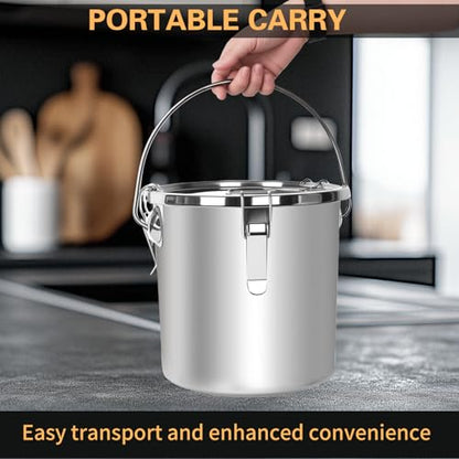 21L/5.6GAL and 12L/3.2GAL Stainless Steel Airtight Canister, Food Storage Canisters with Lid&Locking Clamp for Rice Flour Sugar Grain Coffee Bean Storage Containers (12L & 21L,2 CANISTERS)