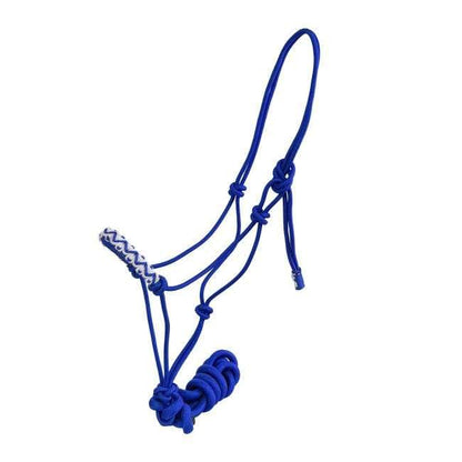 EU Equestrian Braided Nylon Cowboy Knot Rope Halter with Painted Cross & Navajo Design - color: Blue