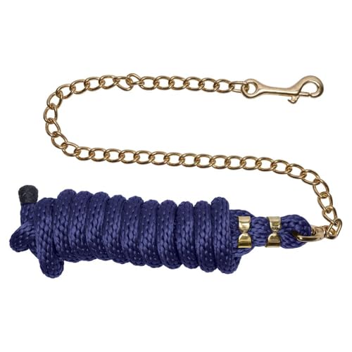 Schneiders Nylon Lead Rope with Brass Plated Chain | Durable & Rot-Resistant | 30 Brass-Plated Chain for Added Control - color: Navy