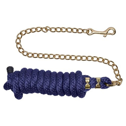 Schneiders Nylon Lead Rope with Brass Plated Chain | Durable & Rot-Resistant | 30 Brass-Plated Chain for Added Control - color: Navy
