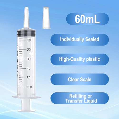 60ml Disposable Luer Slip Syringes Without Needles, 10-Pack - style: 60ml