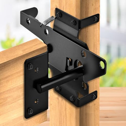 Self-Locking Gate Latch for Wooden Fence - Heavy Duty Automatic Gate Lock Gravity Door Latch Hardware for Secure Pool, Yard,Outdoor Garden, Metal Gates Vinyl Fences