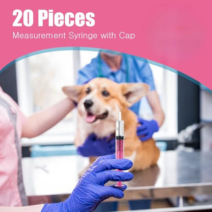 TrelaCo 20 Pack 10ml Oral Syringes with Cap Plastic No Needle, Pink | Measuring Dispensing for Liquid Medication, Individually Sealed, Pet Feeding Lab Sample, Clear Graduated Markings,Halloween - size: Pink