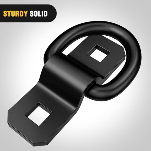 Nilight 6Pcs 3/8” Steel Heavy Duty Truck Tie Down Anchors | 6000 Pound Tie Down Rings Hooks for Trucks Trailers Boats RV Campers Vans Kayaks Motorcycles Deliveries ATVs,Black - color: 3/8" 6Pcs Black