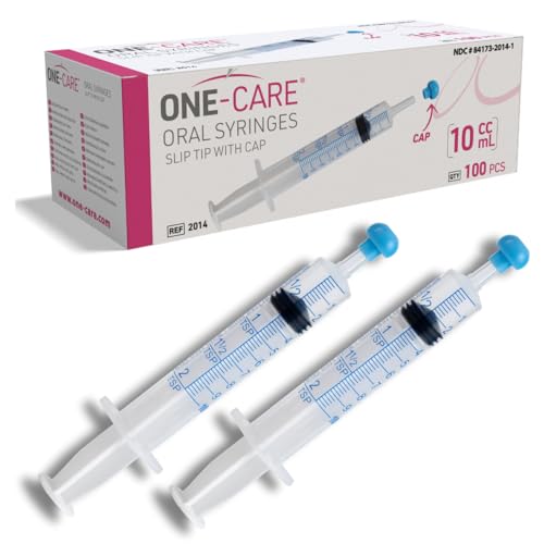 ONE-CARE Oral Syringe, 10 mL, Slip Tip, with Cap, 100 Count - size: 10 ml Blue Scale