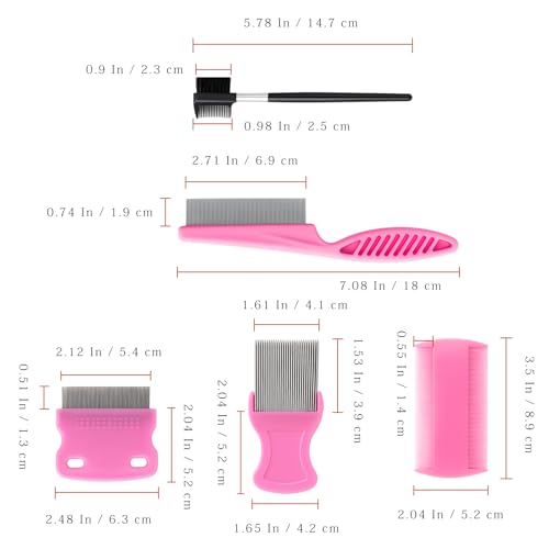 Flea & Lice Combs for Pets – Fine-Tooth Stainless Steel Grooming Set, Dematting Tools for Dogs and Cats – 5 Pack