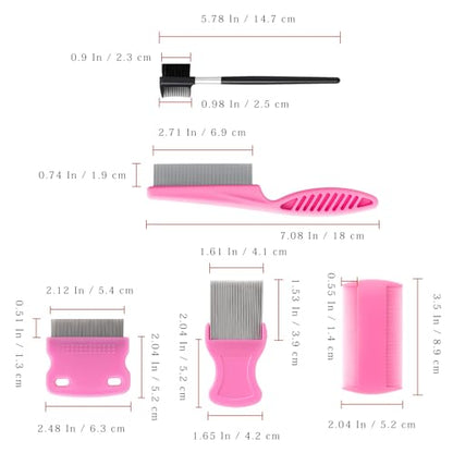 Flea & Lice Combs for Pets – Fine-Tooth Stainless Steel Grooming Set, Dematting Tools for Dogs and Cats – 5 Pack
