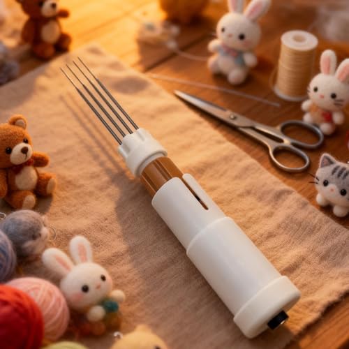 Electric Felting Needle Machine, Wool Felting Tool, 1-7 Needles with Speed Control, Easy Needle Change, for Quick Felting, DIY Wool Painting and Felted Craft Work - color: White