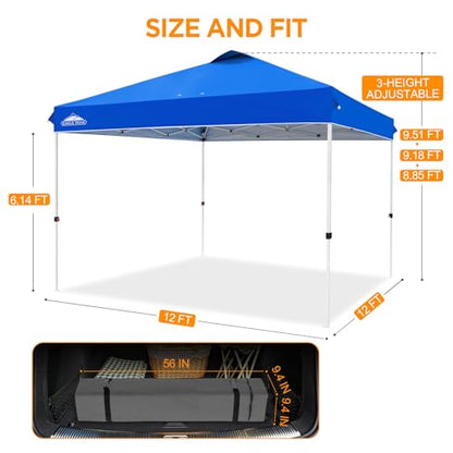 EAGLE PEAK 12x12 Pop Up Canopy Tent Easy Up Canopy Outdoor, Blue - color: Blue, size: 12x12