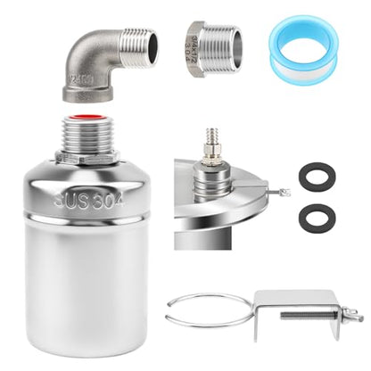 Water Float Valve, 1/2inch to 3/4inch 304 Stainless Steel Auto Fill Shut Off Float Valves Fully Automatic Water Level Control - style: Style 4