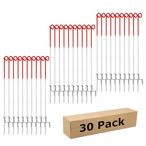 30PCS 41" Electric Fence Step-in Pigtail Posts, Single Rope Stakes - color: Red