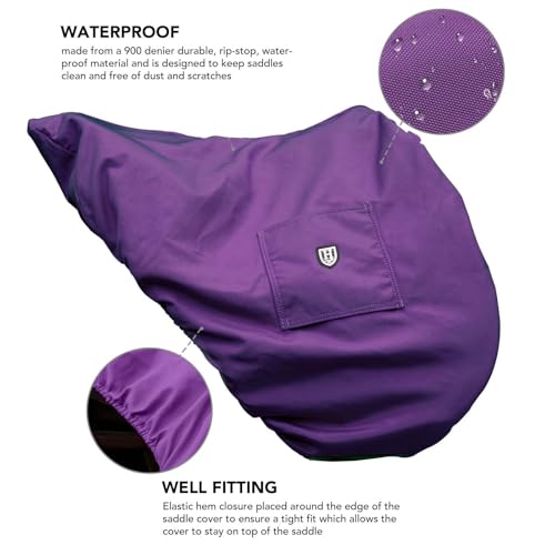 Harrison Howard Premium English Saddle Cover, Waterproof & Breathable Fleece-Lined Protective Saddle Cover - color: Regal Purple, size: Dressage-One Size