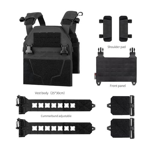 YAKEDA Tactical Training Vest with PALS System - Adjustable Straps Quick-Release Buckle for Hunting - color: Black