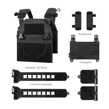 YAKEDA Tactical Training Vest with PALS System - Adjustable Straps Quick-Release Buckle for Hunting - color: Black