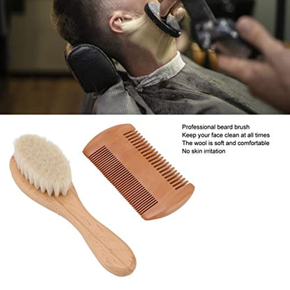 Baby Hair Brush Set, Natural Goat Hair Bristles Gentle on Scalp, Double Sided Comb, Newborn Scalp Massage Tool, Soft and Non-Irritating for Sensitive Skin, for Newborns Toddlers Ba