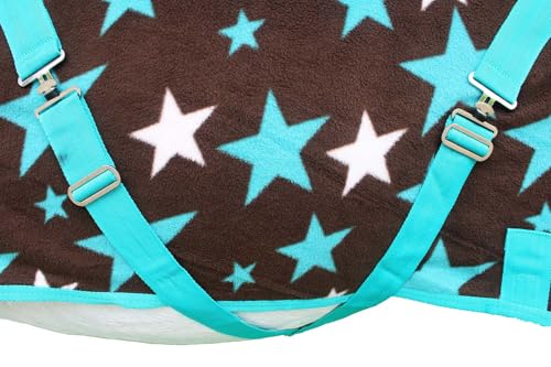 Challenger Horse Soft Fleece Cooler Contoured Exercise Blanket Liner Sheet Wicks 4397 - color: Turquoise Stars, size: 68 inches
