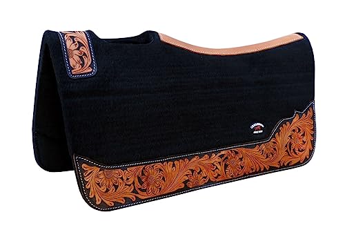 Horse 32"x30" Western Contoured Wool Felt Therapeutic Saddle Pad 39253 - color: Black