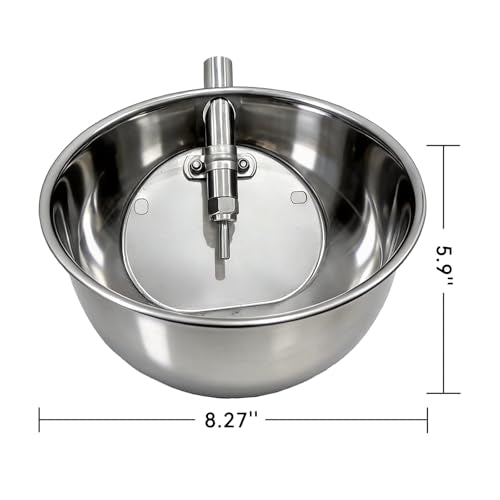 Stainless Steel Pig Waterer Bowl, Automatic Livestock Waterer 1/2" Thread, Heavy Duty Hog Water Trough, Wall Mounted Water Drinker for Piglet Sow Goat Livestock Farm（L）