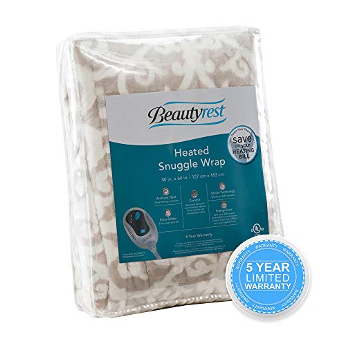Beautyrest Heated Electric Throw - Sherpa/Berber, 3 Heat & Washable - color: Grey Lattice, size: 50 in x 64 in
