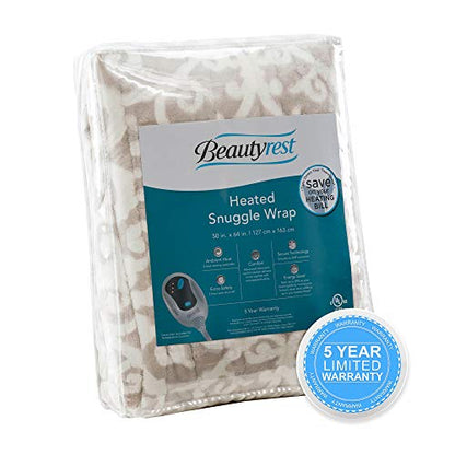 Beautyrest Heated Electric Throw - Sherpa/Berber, 3 Heat & Washable - color: Grey Lattice, size: 50 in x 64 in