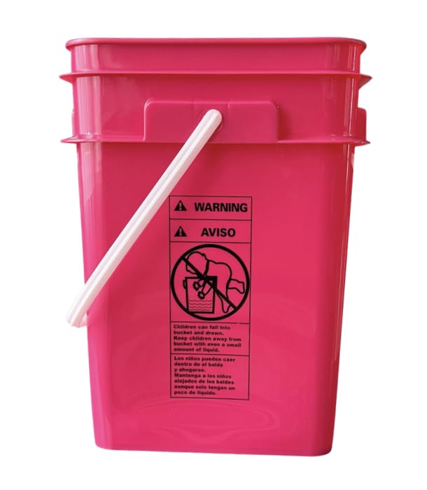 House Naturals 4 Gallon Square Food Grade Plastic Bucket with Lid, Made in USA (Pack of 2) BPA Free (Magenta) - color: Magenta