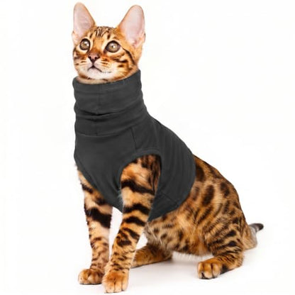 ROZKITCH Cat Neck Protector Sleeve, Surgery Recovery Suit | Surgical Neck Cover Cat Ear Hematoma Wrap Grooming Wrap Darkgrey XS - color: Darkgrey, size: XS(Chest: 14.2")