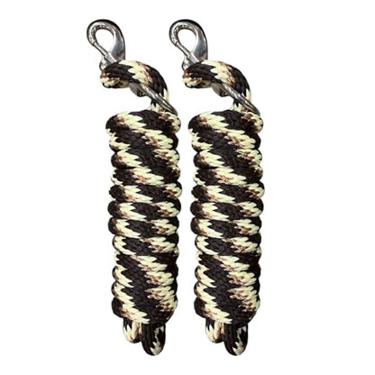 Majestic Ally Polypropylene Lead Rope with Removable Nickel Bolt Snap, 5/8 x 10 ft, for Horses and Livestock, 2 Pack (Chocolate -Copper -Cream) - color: Chocolate -Copper -Cream