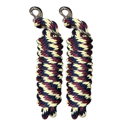 Majestic Ally Polypropylene Lead Rope with Removable Nickel Bolt Snap, 5/8 x 10 ft, for Horses and Livestock, 2 Pack (Navy-Burgandy- Cream) - color: Navy-Burgandy- Cream
