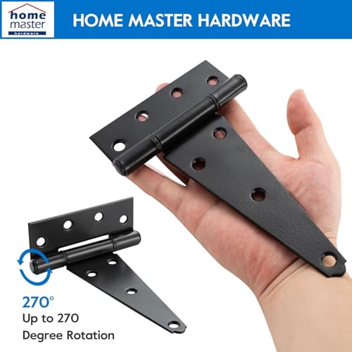 HOME MASTER HARDWARE 8" Heavy Duty Gate Hinges, 2 Pack T Strap Hinges - size: 8 in-2 Pack