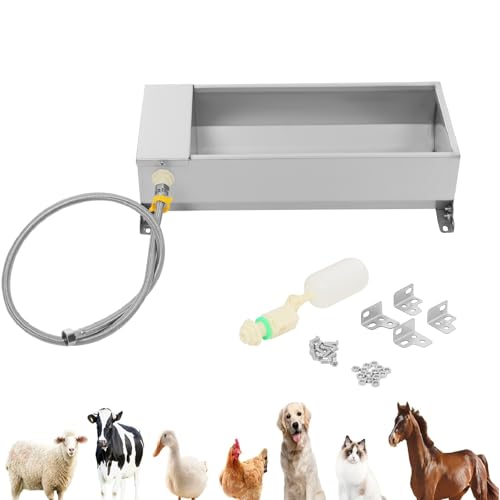 Automatic Horse Waterer, Self Filling Livestock Water Trough w/Float Valve & Water Hose, 304 Stainless Steel 3 Gallon Horse Water Trough Auto Fill Outdoor Water Bowl for Dogs,Cows,Calf,Goats