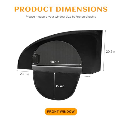 2 PCS Car Window Shades, Breathable Auto Front Side Window Cover Mesh Sun Screen with Zipper, Universal Stretchy Vehicle Side Windows Sun Shades for Privacy Protection - color: Front Window