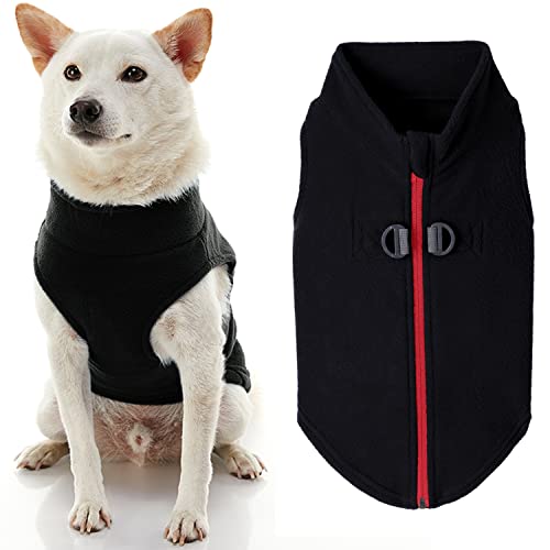 Gooby Zip-Up Fleece Dog Sweater, Black, X-Small - color: Black, size: X-Small chest (~11")