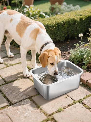 MEWTOGO 3 Gallons Extra Large Capacity Food Grade Stainless Steel Dog Bowls - size: 3 Gal