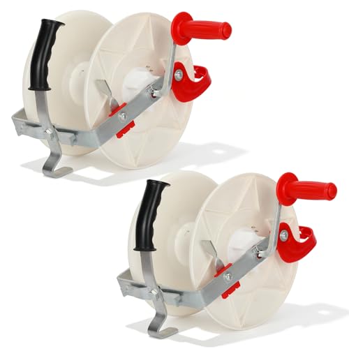 3:1 Geared Electric Fence Reel (with Wire Guide), Lockable Fence Wire Reel, Portable Electric Electric Fence Eeel, Suitable for Farms and Gardens, 2-Pack