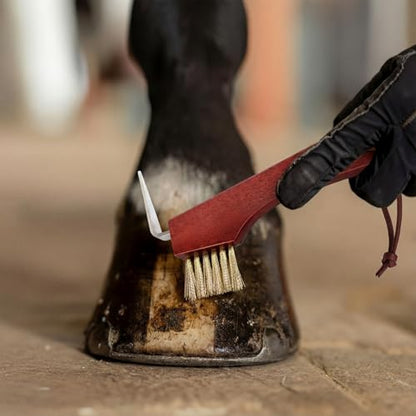Shinylin Horse Hoof Pick with Brass Wire Brush and Wooden Grip